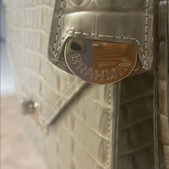 Brahmin Cream Crocodile-Embossed Shoulder Bag - Picture 2 of 4